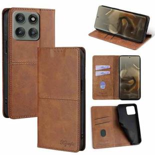 For Motorola Edge 60 Pro 5G Cow Texture Magnetic Leather Phone Case(Light Brown)