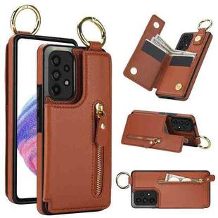For Samsung Galaxy A53 5G Litchi Texture Zipper Double Buckle Card Bag Phone Case(Brown)
