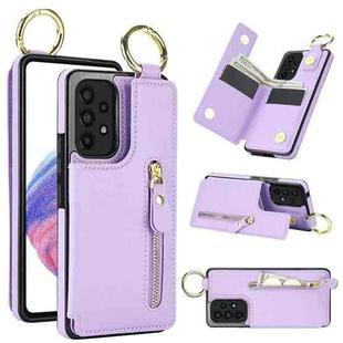 For Samsung Galaxy A53 5G Litchi Texture Zipper Double Buckle Card Bag Phone Case(Purple)