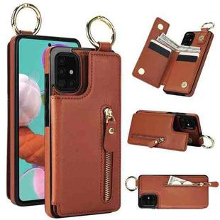 For Samsung Galaxy A71 4G Litchi Texture Zipper Double Buckle Card Bag Phone Case(Brown)