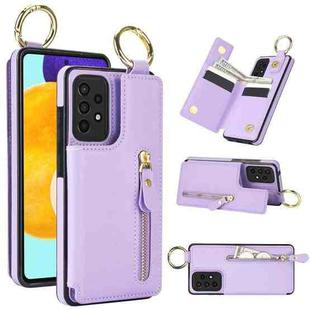 For Samsung Galaxy A72 5G Litchi Texture Zipper Double Buckle Card Bag Phone Case(Purple)