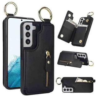 For Samsung Galaxy S22 5G Litchi Texture Zipper Double Buckle Card Bag Phone Case(Black)