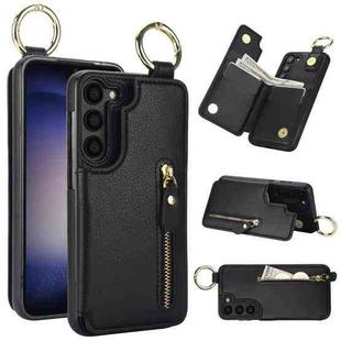 For Samsung Galaxy S23 5G Litchi Texture Zipper Double Buckle Card Bag Phone Case(Black)