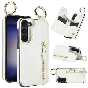 For Samsung Galaxy S23+ 5G Litchi Texture Zipper Double Buckle Card Bag Phone Case(White)