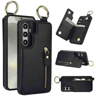 For Samsung Galaxy S24 5G Litchi Texture Zipper Double Buckle Card Bag Phone Case(Black)