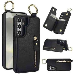 For Samsung Galaxy S24+ 5G Litchi Texture Zipper Double Buckle Card Bag Phone Case(Black)