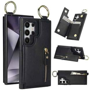 For Samsung Galaxy S24 Ultra 5G Litchi Texture Zipper Double Buckle Card Bag Phone Case(Black)