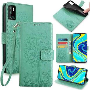 For CUBOT P40 Tree & Deer Embossed Leather Phone Case(Green)