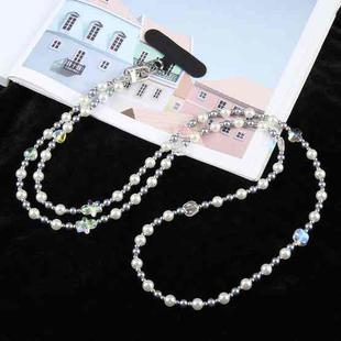 Phone Anti-lost Neck Chain Plastic Diamond Pearl Crossbody Lanyard(Grey)