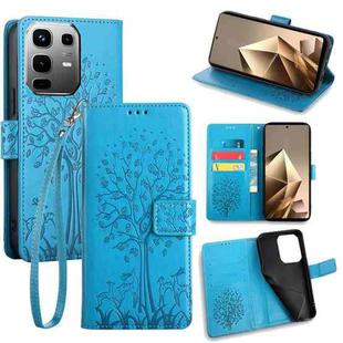 For Infinix Note 50 4G Tree & Deer Embossed Leather Phone Case(Blue)
