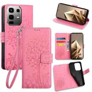 For Infinix Note 50 4G Tree & Deer Embossed Leather Phone Case(Pink)