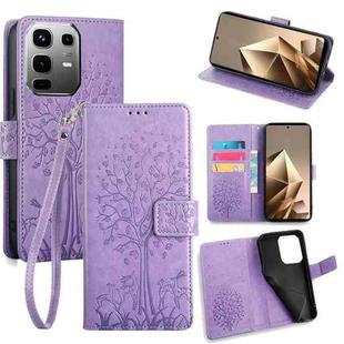 For Infinix Note 50 4G Tree & Deer Embossed Leather Phone Case(Purple)