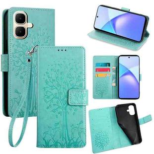 For Infinix Smart 10 4G Tree & Deer Embossed Leather Phone Case(Green)