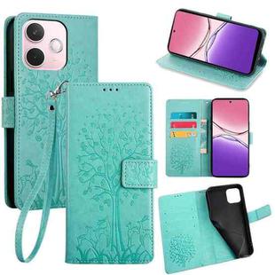 For OPPO A5 Pro 5G Global Tree & Deer Embossed Leather Phone Case(Green)