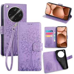 For OPPO Find X8 Ultra Tree & Deer Embossed Leather Phone Case(Purple)