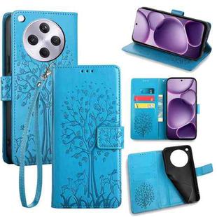For OPPO Find X8s+ Tree & Deer Embossed Leather Phone Case(Blue)