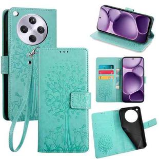 For OPPO Find X8s+ Tree & Deer Embossed Leather Phone Case(Green)