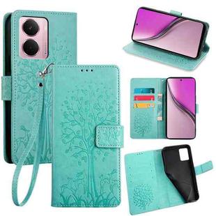 For Realme P3 Pro 5G Global Tree & Deer Embossed Leather Phone Case(Green)