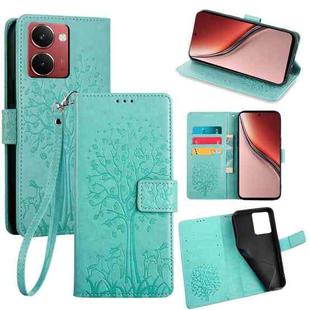 For Realme P3 Ultra 5G Global Tree & Deer Embossed Leather Phone Case(Green)