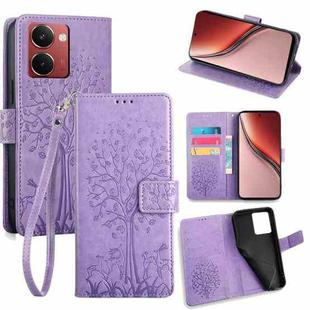 For Realme P3 Ultra 5G Global Tree & Deer Embossed Leather Phone Case(Purple)