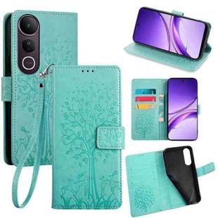 For vivo V50 Lite 5G Tree & Deer Embossed Leather Phone Case(Green)