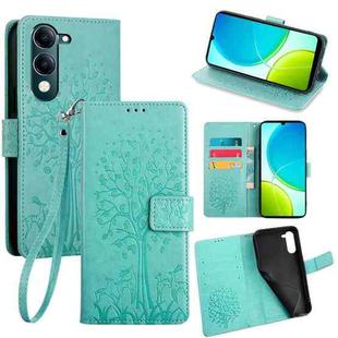 For vivo Y29s 5G / Y04 4G Tree & Deer Embossed Leather Phone Case(Green)