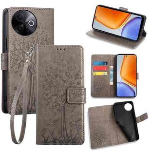For vivo Y39 5G Global Tree & Deer Embossed Leather Phone Case(Grey)