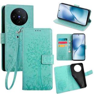 For vivo X200s Tree & Deer Embossed Leather Phone Case(Green)