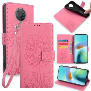 For Xiaomi Redmi K30 Ultra Tree & Deer Embossed Leather Phone Case(Pink)