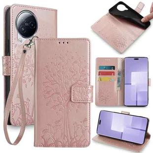 For Xiaomi Civi 3 5G Tree & Deer Embossed Leather Phone Case(Rose Gold)