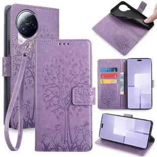 For Xiaomi Civi 3 5G Tree & Deer Embossed Leather Phone Case(Purple)