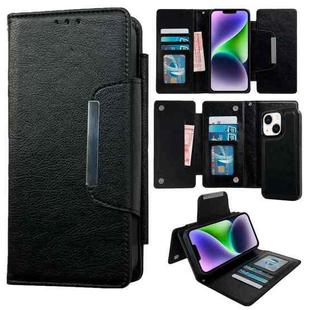 For iPhone 14 Plus Multifunctional Seven Cards Wallet Leather Phone Case(Black)