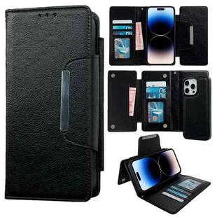 For iPhone 14 Pro Multifunctional 7-Card Wallet Leather Phone Case(Black)