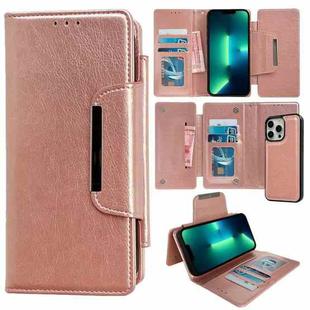 For iPhone 13 Pro Max Multifunctional 7-Card Wallet Leather Phone Case(Rose Gold)