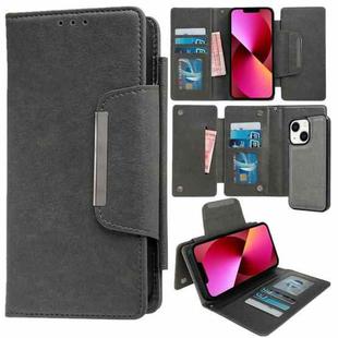 For iPhone 13 Multifunctional 7-Card Wallet Leather Phone Case(Grey)