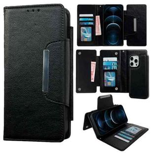 For iPhone 12 Pro Max Multifunctional Seven Cards Wallet Leather Phone Case(Black)