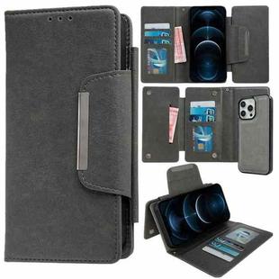 For iPhone 12 Pro Max Multifunctional 7-Card Wallet Leather Phone Case(Grey)