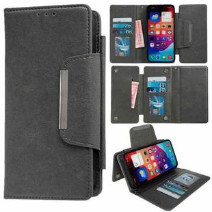 For iPhone 16 Plus Multifunctional Seven Cards Wallet Leather Phone Case(Grey)