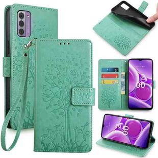 For Nokia G42 5G Tree & Deer Embossed Leather Phone Case(Green)