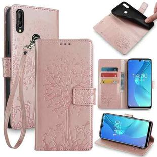 For Oukitel C16 Pro / C16 Tree & Deer Embossed Leather Phone Case(Rose Gold)