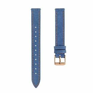 For Garmin Lily 2 14mm Linen Fabric Leather Watch Band(Dark Blue)