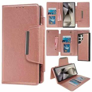 For Samsung Galaxy S24 Ultra 5G Multifunctional 7-Card Wallet Leather Phone Case(Rose Gold)