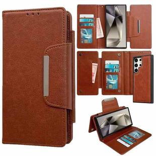 For Samsung Galaxy S24 Ultra 5G Multifunctional 7-Card Wallet Leather Phone Case(Brown)