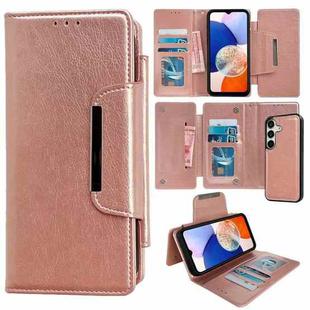 For Samsung Galaxy A14 4G/5G Multifunctional 7-Card Wallet Leather Phone Case(Rose Gold)