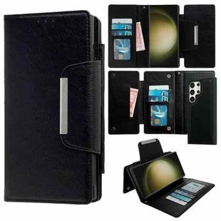 For Samsung Galaxy S23 Ultra 5G Multifunctional 7-Card Wallet Leather Phone Case(Black)