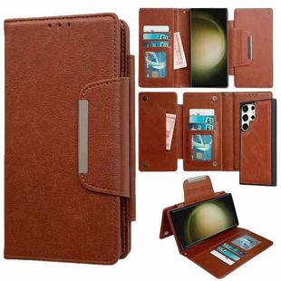 For Samsung Galaxy S23 Ultra 5G Multifunctional 7-Card Wallet Leather Phone Case(Brown)