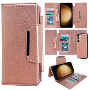 For Samsung Galaxy S23+ 5G Multifunctional 7-Card Wallet Leather Phone Case(Rose Gold)