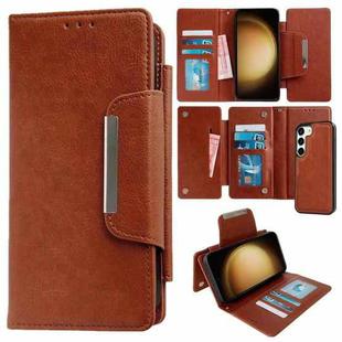 For Samsung Galaxy S23+ 5G Multifunctional 7-Card Wallet Leather Phone Case(Brown)