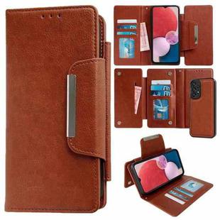 For Samsung Galaxy A13 4G Multifunctional 7-Card Wallet Leather Phone Case(Brown)