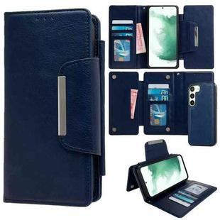 For Samsung Galaxy S22+ 5G Multifunctional 7-Card Wallet Leather Phone Case(Royal Blue)
